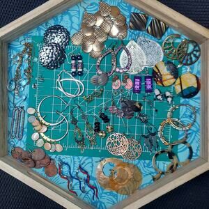 Curated Bundle Lot of 30 Pairs of Vintage to Present Metal Toned Earrings #1